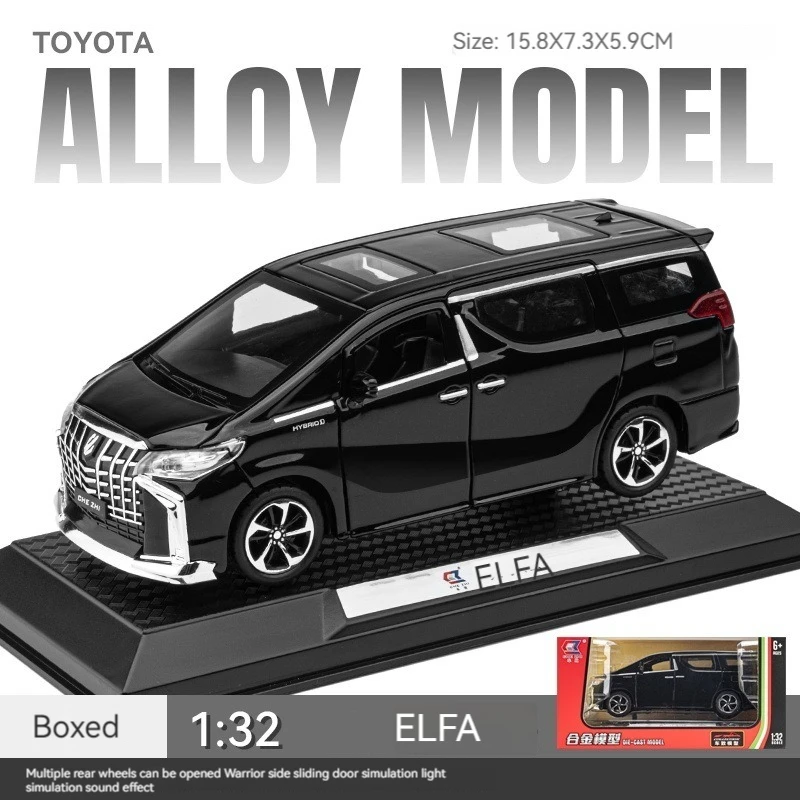 Diecast 1:32 Scale Model Car Toyota ALPHARD Alloy Car Model with Sound and Light Pullback Doors Open Ornament Decorate Toy Car