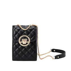 MIYIN New small black bag female fashion single shoulder slung classic rhombic pattern mobile phone bag