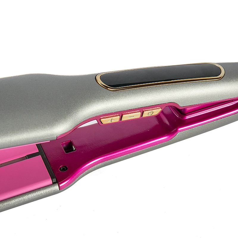 Hair Salon Equipment LCD Display Dual Voltage Private Label Flat Iron Hair Straightener Black OEM Nano Ceramic Hair Straightener