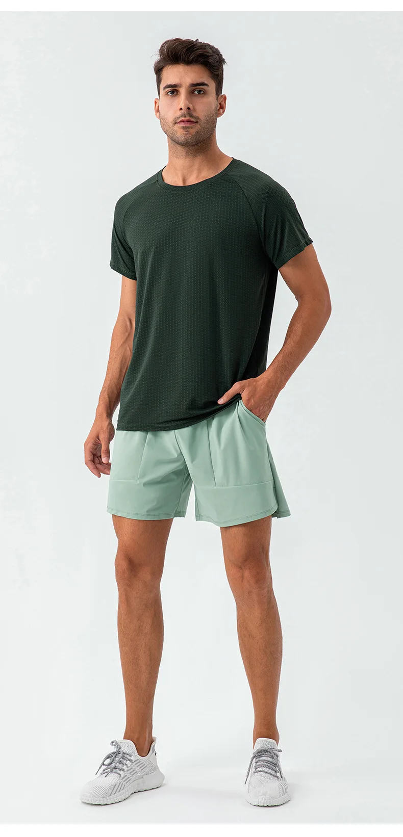 Pantaloncini sportivi da palestra per uomo, personalizzati, ad asciugatura rapida, in nylon, spandex, allenamento per corsa, atletico, tasche ad anello per asciugamano Fiess424_voghion.com