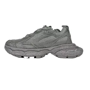 High Quality 2026 Women's Square Toe Chunky Sneakers Lace-Up Closure Casual Style Fashion Walking Shoes Mesh Cotton Fabric