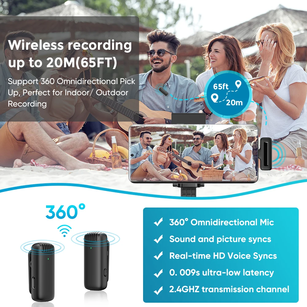 Wireless Lavalier Microphone with Portable Storage Charging Box Noise Reduction Outdoor Live Broadcast Microphone