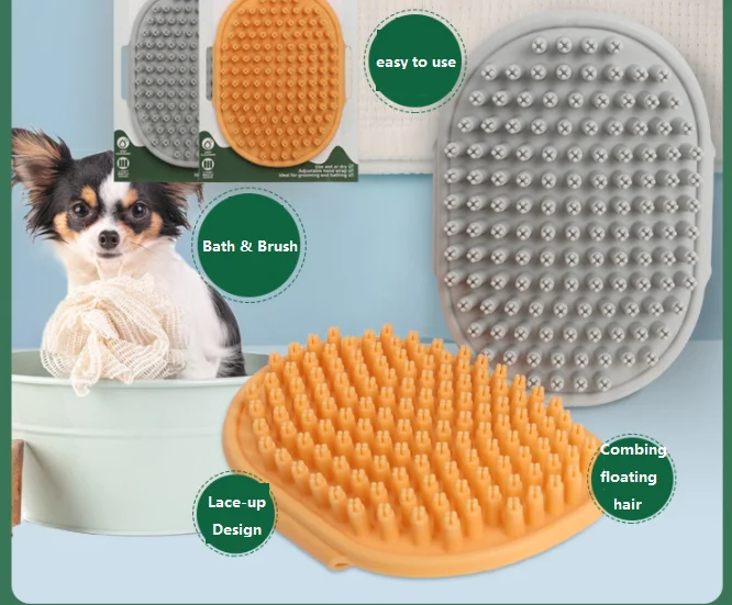 Food Grade Silicone Pet Bathing Massage Brush Dog Cleaning Massage Comb Bathing Brush Cleaning Supplies