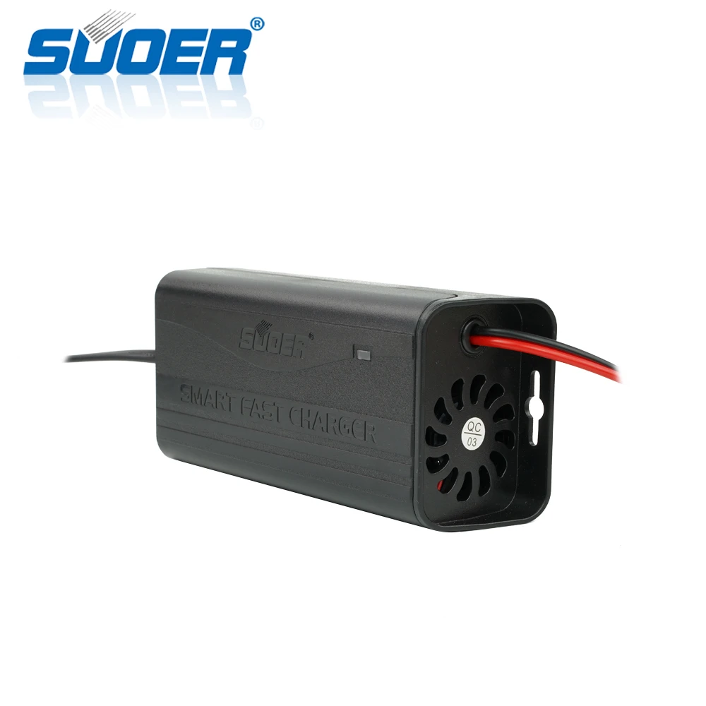 Suoer 12V 5A Electric Portable Battery Charger Three-Phase for Car & Lead Acid Battery with Light Function & US Socket Standard