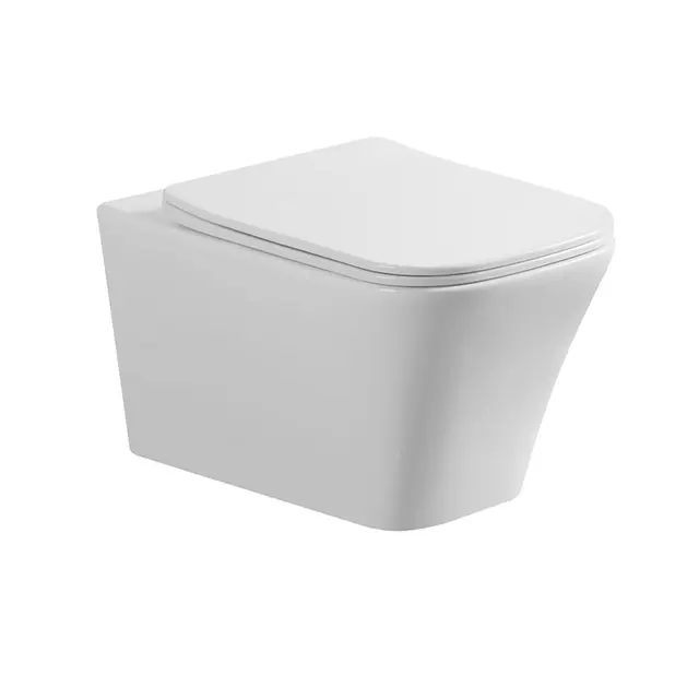 High quality ceramic white square wall mounted one piece ceramic washdown rimless wall hung toilet
