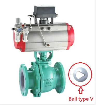 WCB/SS304/SS316 V type Pneumatic Flange/Welded/Thread cast forged Ball Valve