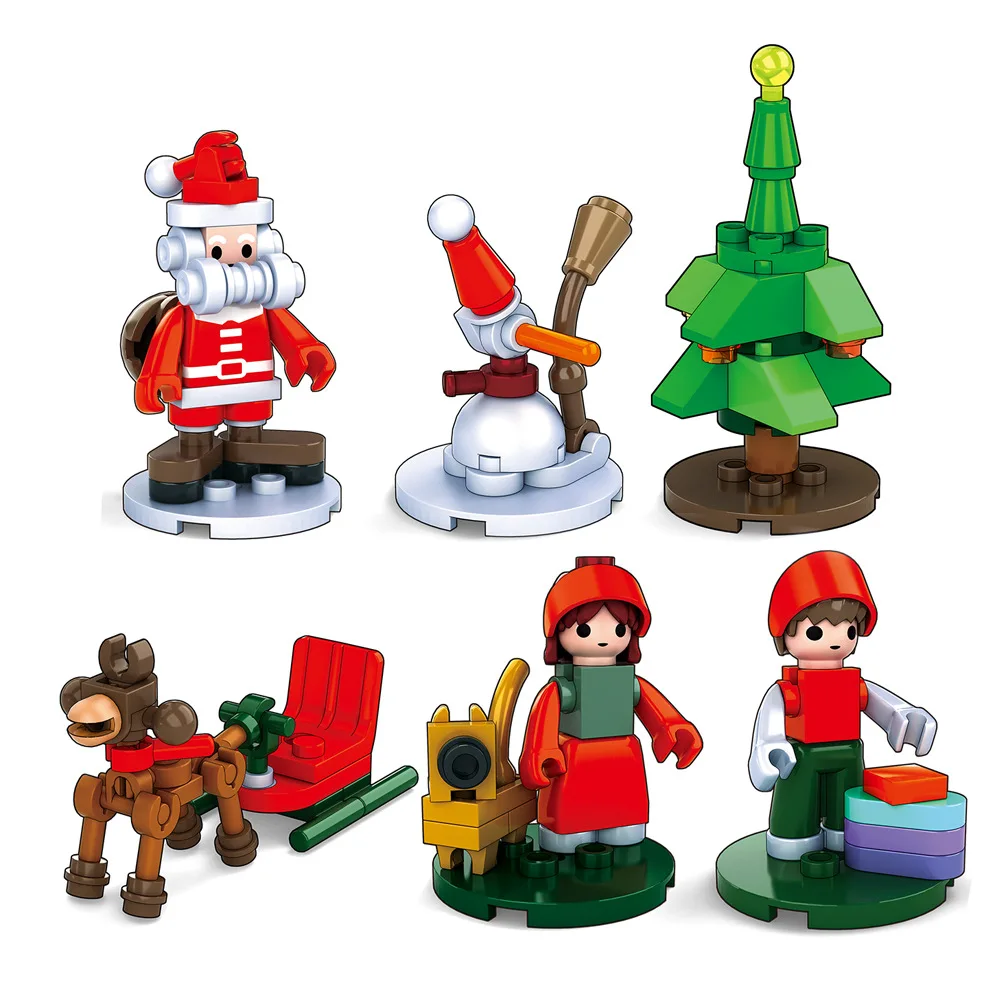 2024 Mini Cute Christmas DIY Bricks Puzzle Toys Decoration Xmas Santa Jigsaw Educational Christmas Building Blocks Kids Toys