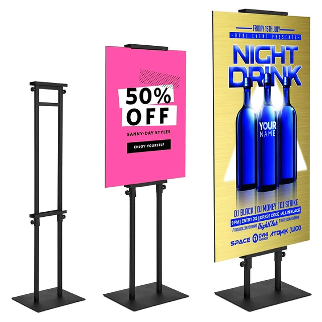 Custom Signage Stand Menu Floor Standing Advertising Banner Holder Sign Board Restaurant Poster Frame