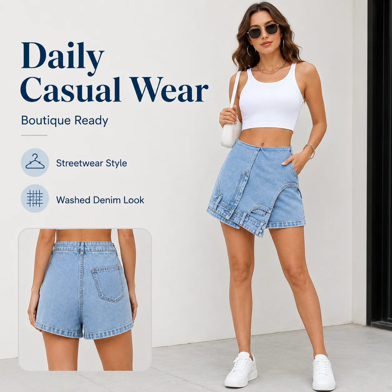 Fashion Unique New Streetwear Sexy Irregular Washed Jean Shorts Women Short Denim Shorts for Women Shorts Women