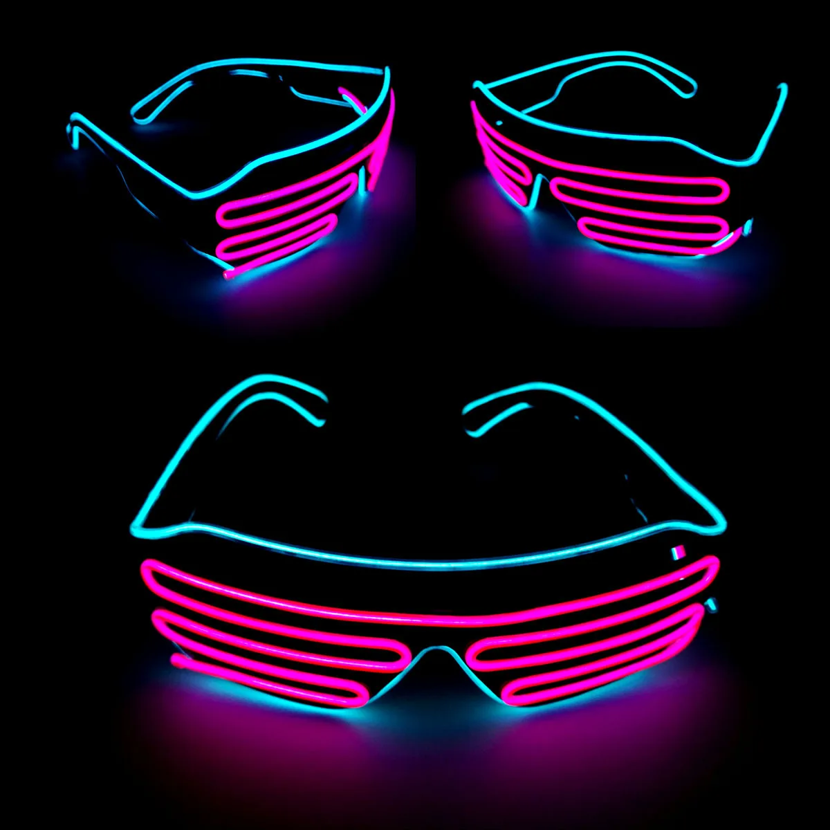 Glow Shutter Neon Rave Flashing Glasses El Wire Led Sunglasses Light Up