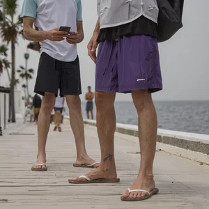 OEM & ODM Men's New Fashionable Brand Summer Beach Shorts Casual Loose Pants Solid Mid Waist Elastic