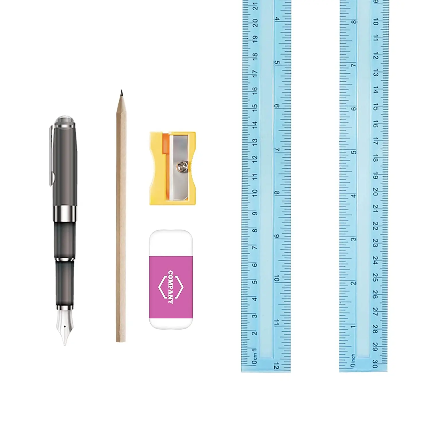 12 Inch Transparent Assorted Color Plastic clear  Kids Ruler with Inches and Centimeters