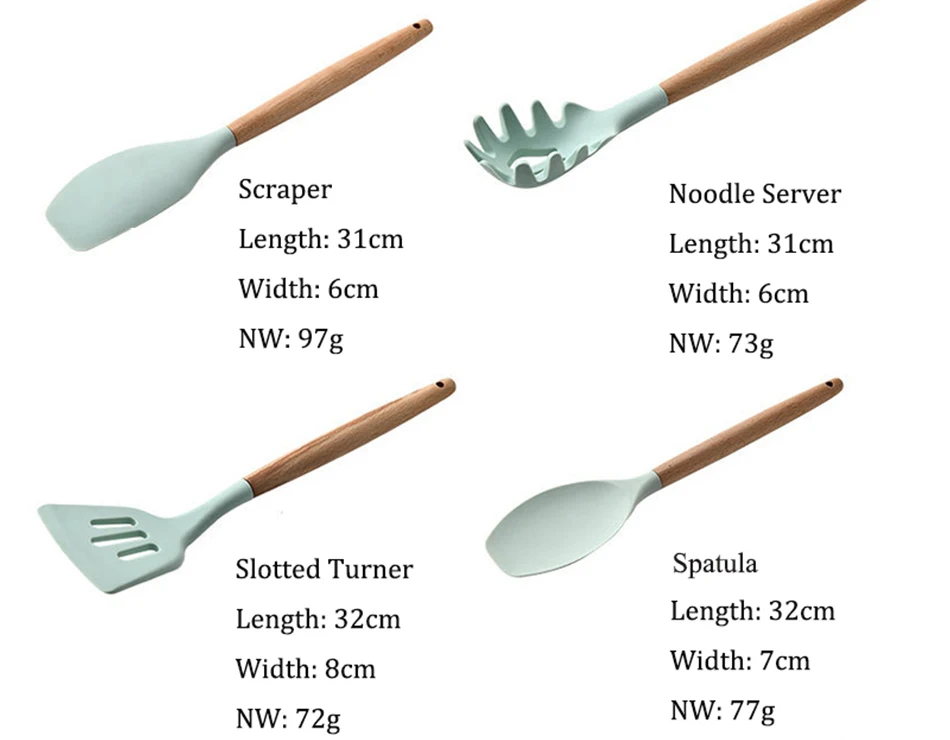 OEM упаковочная этикетка, термостойкая пищевая продукция, 7 шт., оливковая деревянная кухонная утварь, кухонные принадлежности