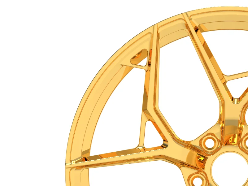 Five Spokes Gold Color Monoblock Wheel Car Wheel Rims 20x8.5