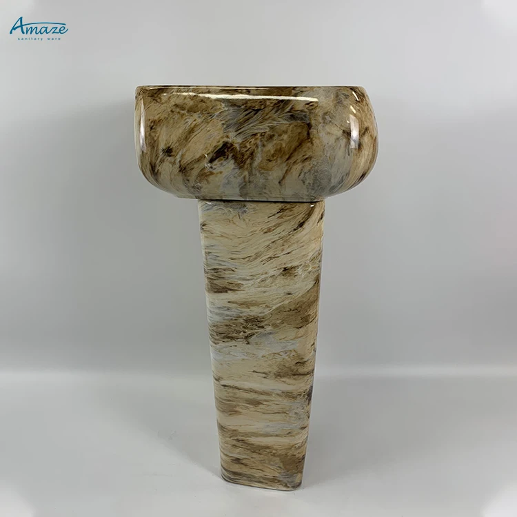 Hot sale modern natural marble bathroom ceramic pedestal wash basin sink supplier