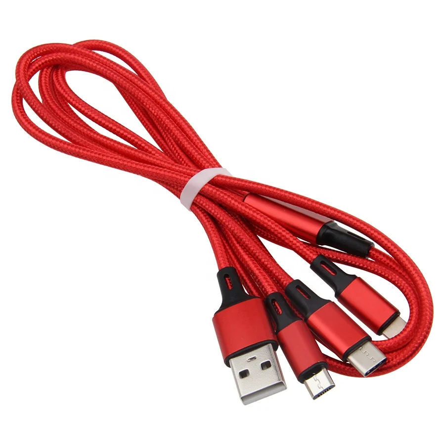 Multi USB Charging Cable 3 in 1 USB Charging Cables Line Charger for iPhone Type C Android Phone Charge Wire