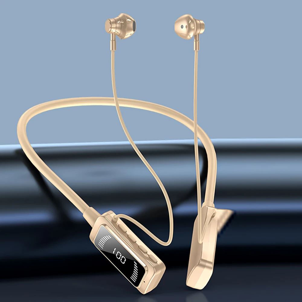 KG06 LCD Screen Power Display Neckband Wireless Earphone Sports Headphones Waterproof Headset TWS Earbuds