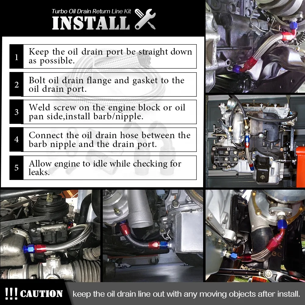 Complete Turbo Oil Return Line Oil Drain Line Kit T3 T4 T3/T4 T60 T61