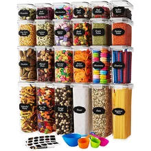 Bpa-Free Airtight set 24 Piece Pack Plastic Stackable Food Preservation Organizer Cereal Dry Storage Set BIn Box Food Container