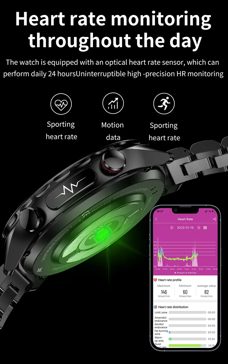 Factory watch custom E410 1.39-inch 360*360 HD screen Intelligent ECG blood glucose meter health sport smart watch