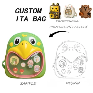 Customized Cute cat Themed ITA Bag with Transparent Window Multi-color Printed and Embroidered Personalized Design ITAbag
