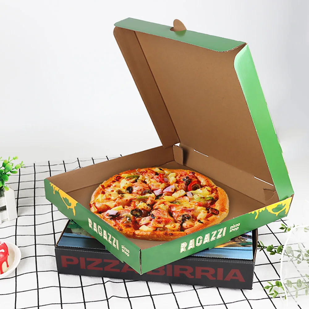 Factory Direct Custom Kraft Paper Pizza Box Corrugated Packaging Carton Food Grade Disposable Takeaway Pizza Box Wholesale