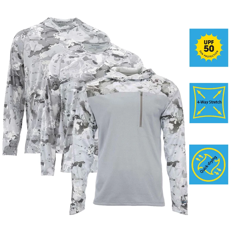 Camicie da pesca da torneo di sublimazione da uomo su misura con protezione UPF Felpa con cappuccio da pesca Camicie da pesce ad asciugatura rapida744_voghion.com