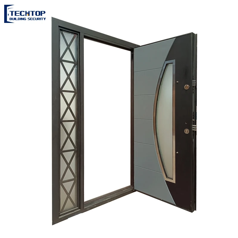 TECHTOP Customized Home Front Exterior Main Entry Steel Security Doors Bullet Proof Residential Security Israel Door for House