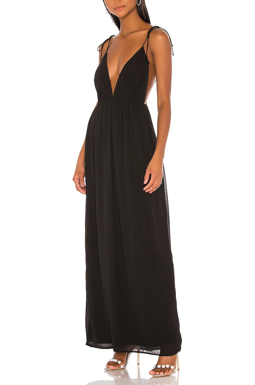 Custom Casual Latest Design New Style Fashion V Neck Sexy Backless Elegant Party Ruffle  Cami Gown Maxi Evening Dress for Women