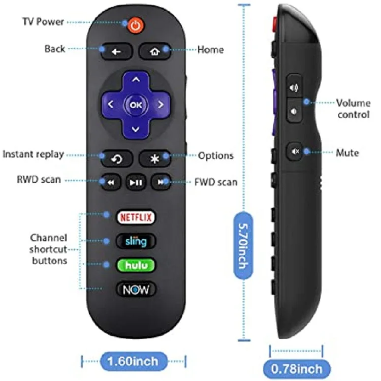 Wireless Ir Remote Control For Tcl Roku Tv Rc280 28s3750 32s3750 Side