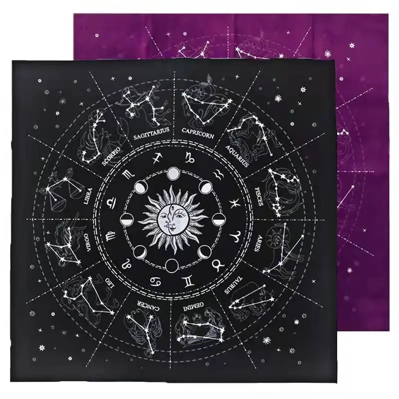 Tailai Tarot Card Divination Tablecloth Altar Cloth Pentacle Astrology for Tarot Enthusiasts Psychologists Board Game Cloth