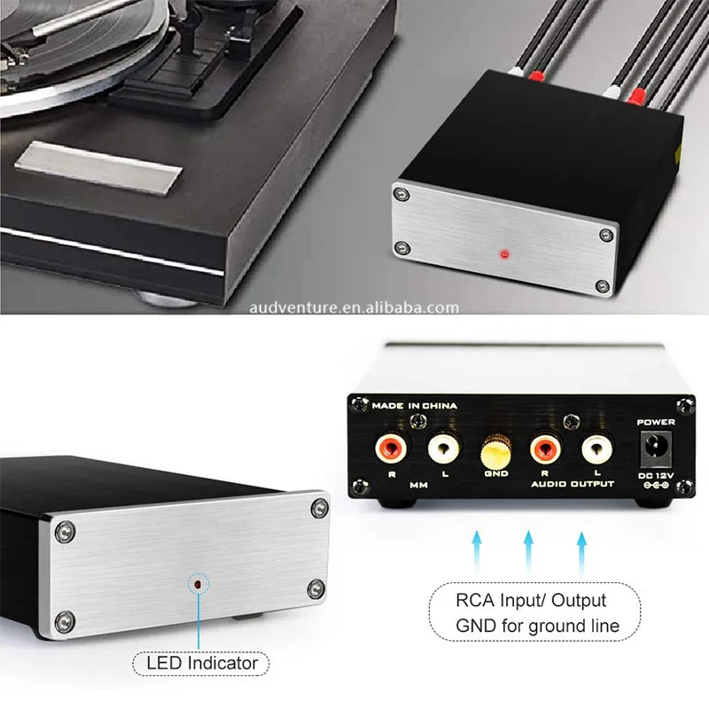 Mm Phono Preamp Turntable Preamplifier Stereo Audio Hifi Gramophone