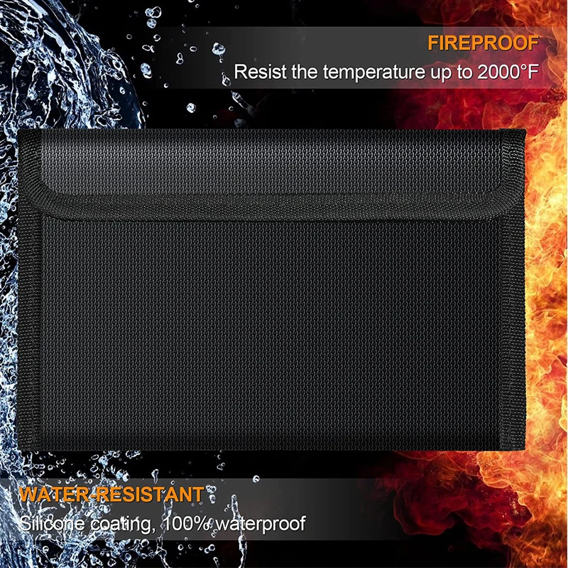 YIHUAXING 8x5 Inch Small Fire Safe Storage Pouch Fireproof and Waterproof Money Bag for Passport