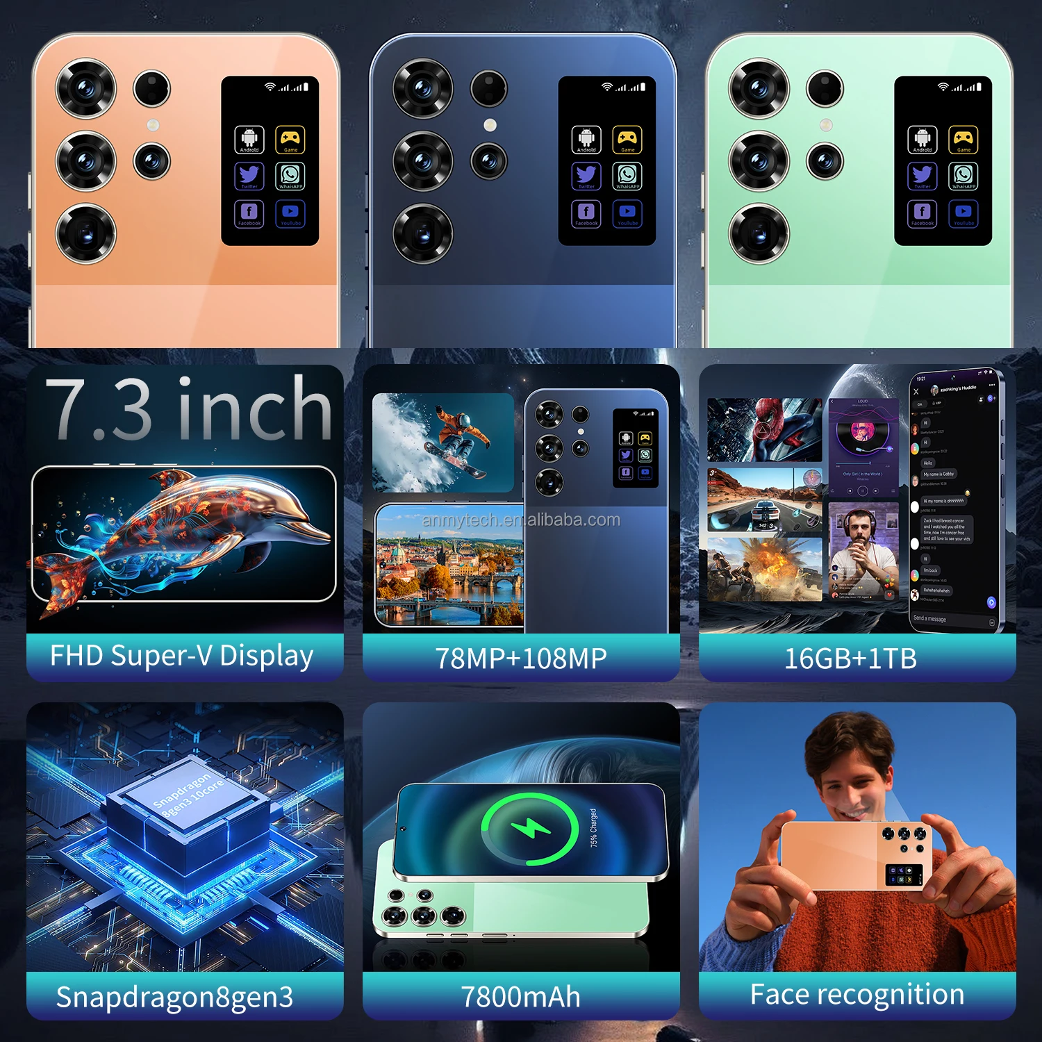 2025 Best Selling S26 Ultra 5G Smartphone High Configuration Deca Core 16+1TB Unlocked 2K HD Spanish Wholesale Smart Mobile