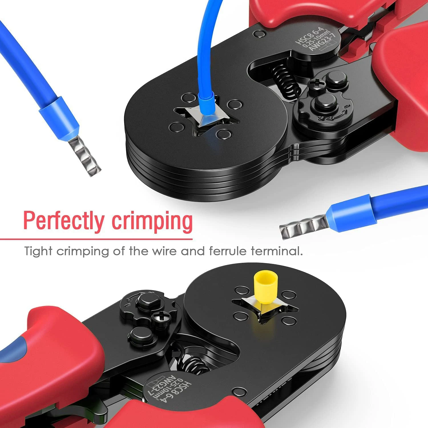 SOONAN Ferrule Crimping Tool Kit – Self-Adjusting Ratchet Crimper With 1800PCS Wire End Ferrules For AWG23-7 (0.25–10mm²)