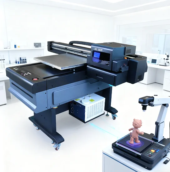 Industrial 6090 Automatic UV Ink DTF Flatbed Printer with 3 Heads for 3D Embossed Effects on Tubes High Accuracy
