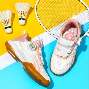 Summer Lightweight Children's Badminton Shoes Non-Slip Wear-Resistant Table Tennis Shoes Twisted Button Lace Soft Sports Shoes