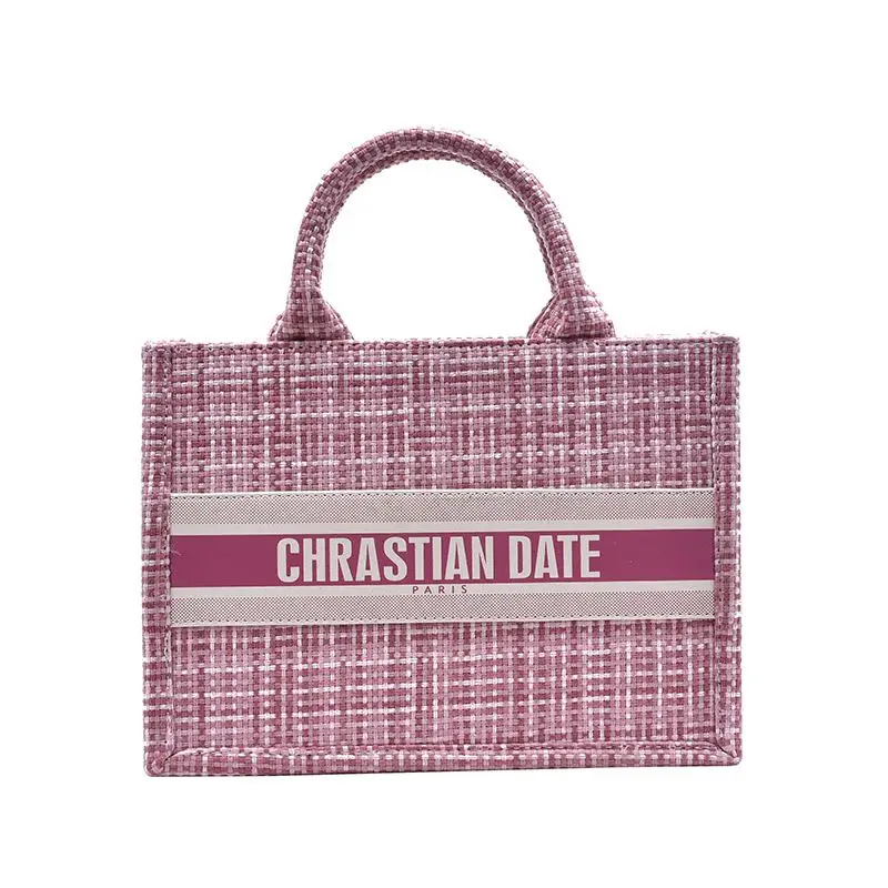 2021 Custom Printed Ladies Handbags Ladies Casual Designer Tote Bag with Lattice Pattern Women's Fashion Handbag for Summer