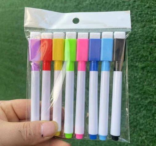 Magnetic dry wipe pens dry erase markers with eraser cap low odor fine tip whiteboard pens