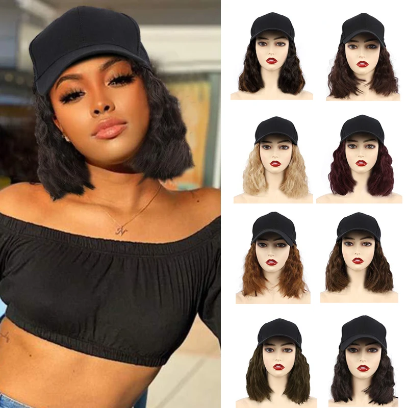 Wholesale High Quality Custom Hat Wig Cap Hair Synthetic Bob Short ...