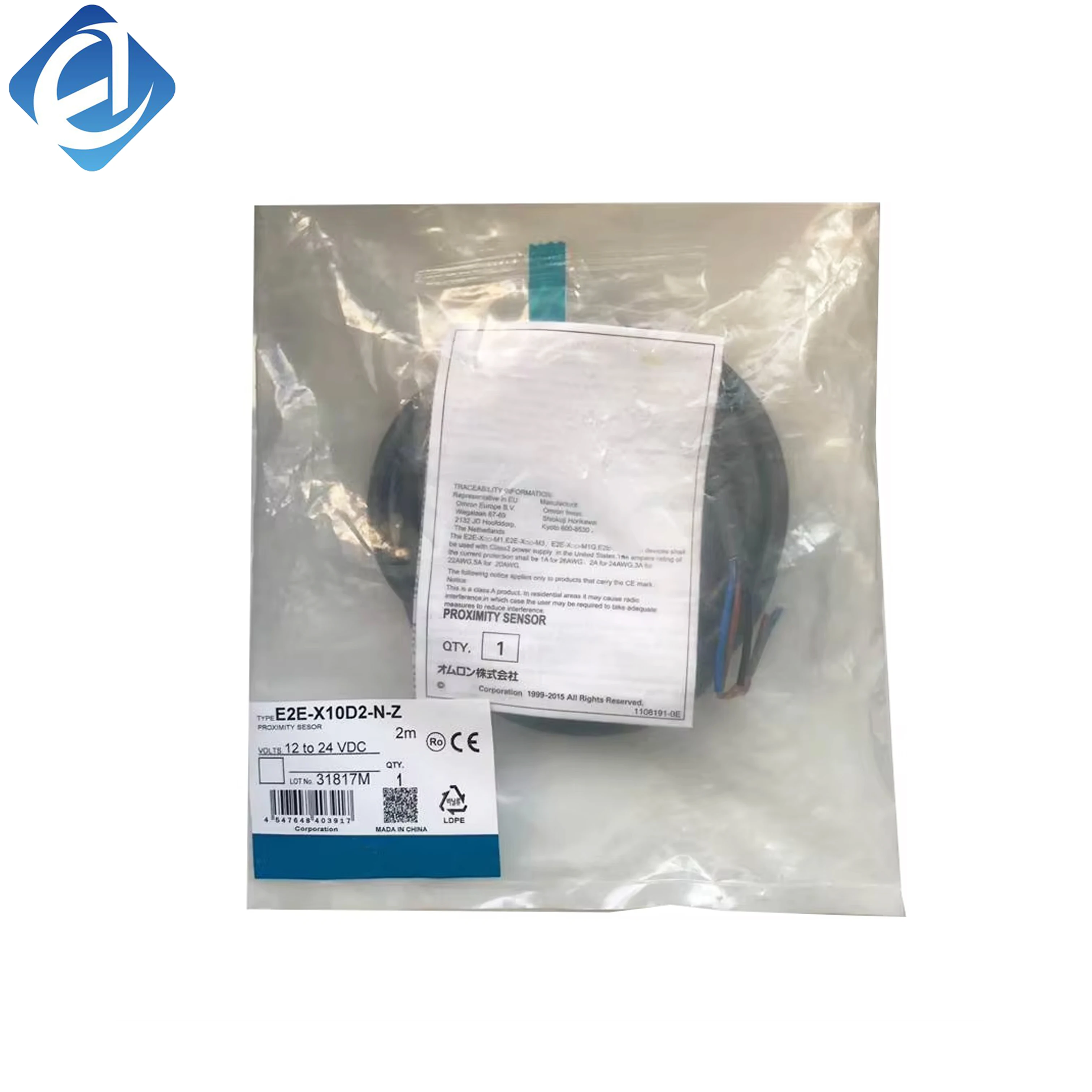 New Original Omron E2E series inductive proximity sensor. 10mm sensing distance, DC 2-wire NC output, IP67 protection, strong anti-interference, stable detection. Suitable for metal object positioning, counting and limit control in automation lines, packa