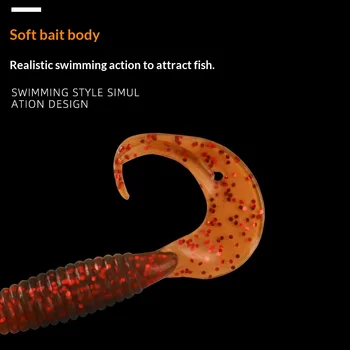Export Worm Tail Soft Lures Multi-color Bionic Artificial Lures Bass Black Fish Helical-pattern Long-cast Lure Stainless Steel – Soft Lure – view 5