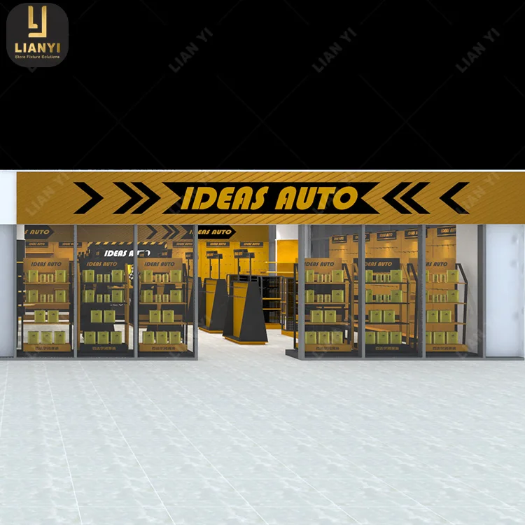 New Auto Parts Shop Design Grid Wire Modular Shelving Auto Parts Display Stand for Car Accessories