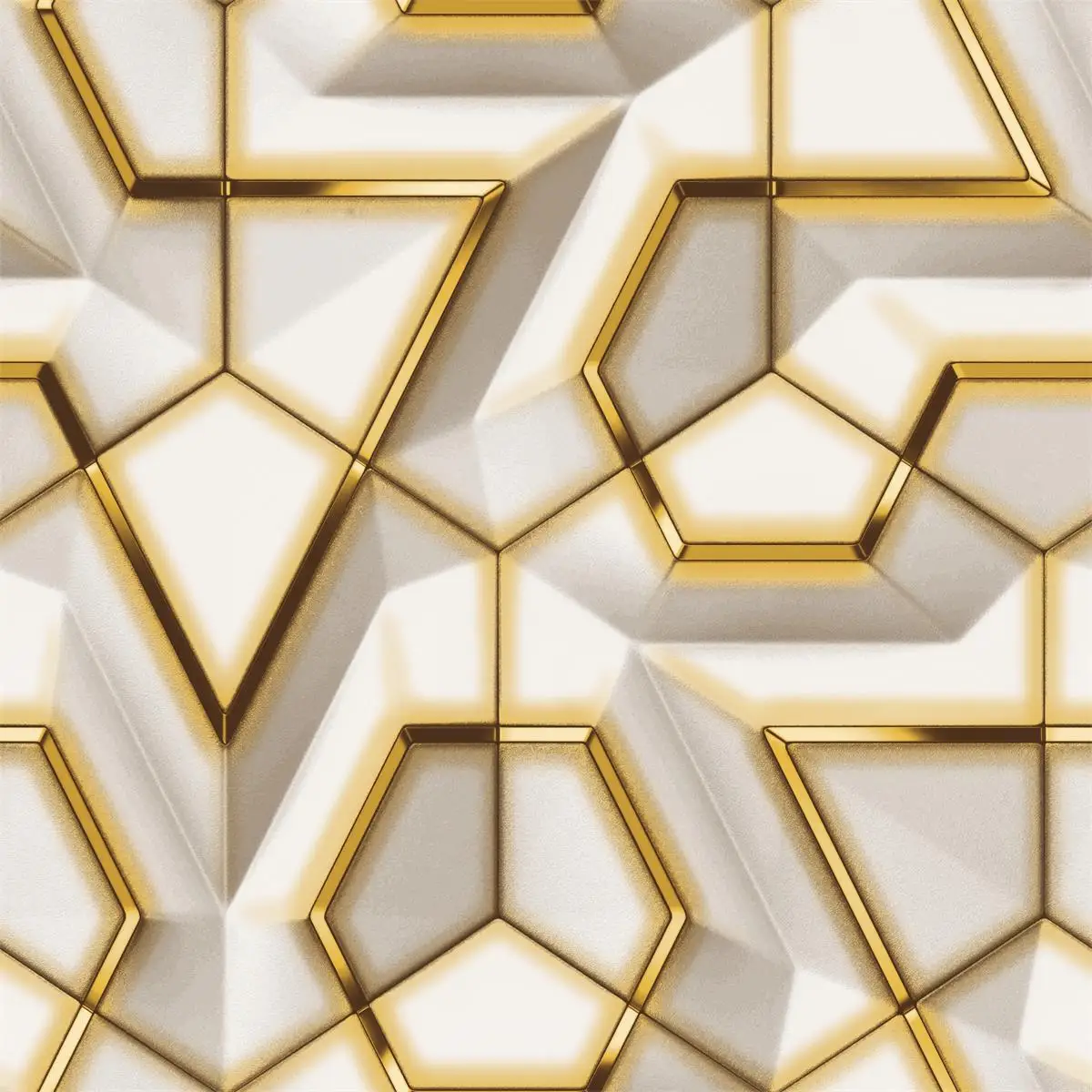 Premium Photo  White and gold angular geometric abstract wallpaper  background 3d render