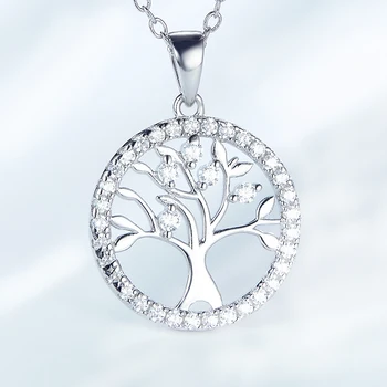 Wholesale Necklace Jewelry 925 Silver Round Palm Tree Necklace Happy Tree For Family Necklace