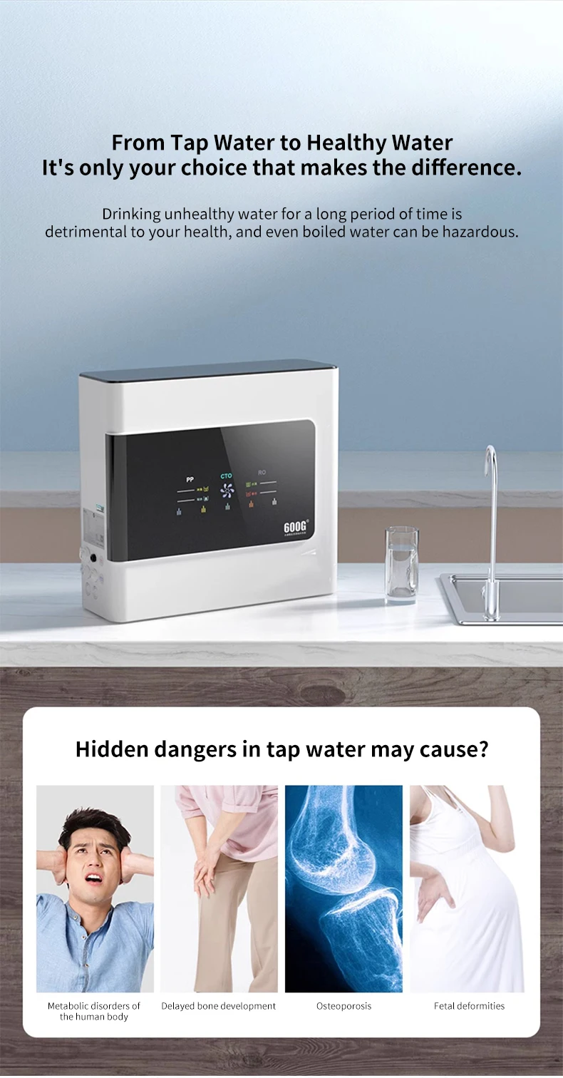 OEM/ODM 600G 800G 3-stage Home Use RO Water Purifier for Mothers and Babies