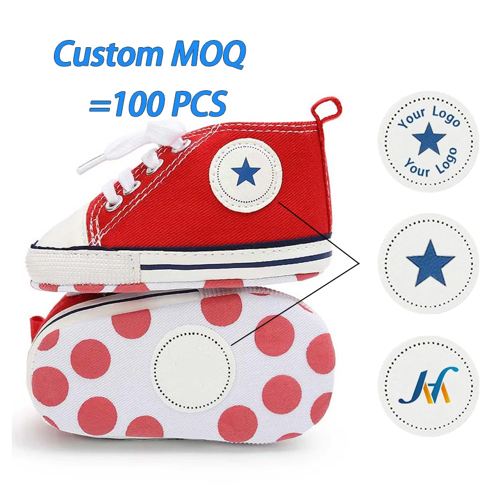 Custom MOQ 100 PCS Logo Brand Packaging OEM ODM Canvas First Walker toddler baby casual shoes