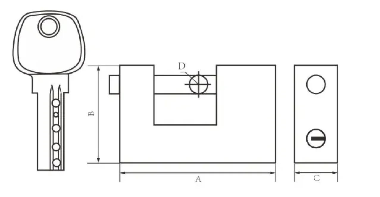 Rectangular padlock lock armoured steel covered iron padlock heavy duty