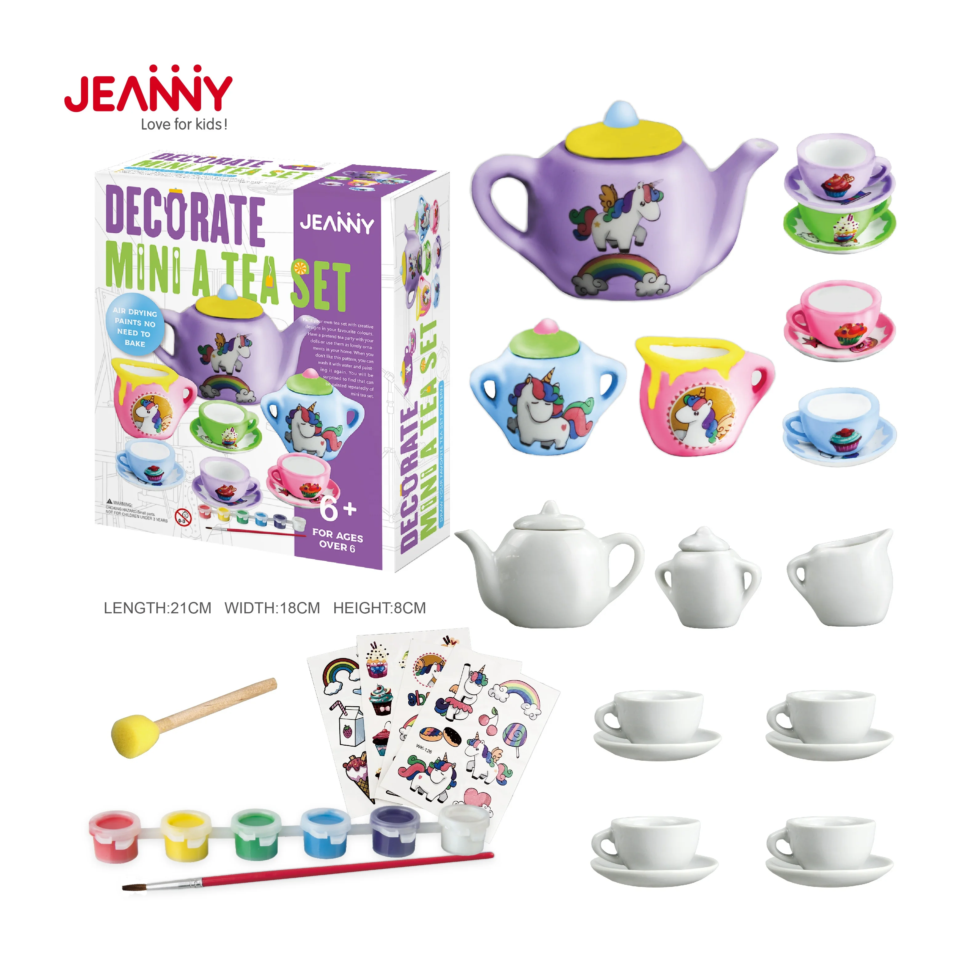 Child Toys DIY Learning Creative Educational Handmade Decorate Paint Your Own Pottery Ceramic Tea Set Craft Marking Kit for Kids