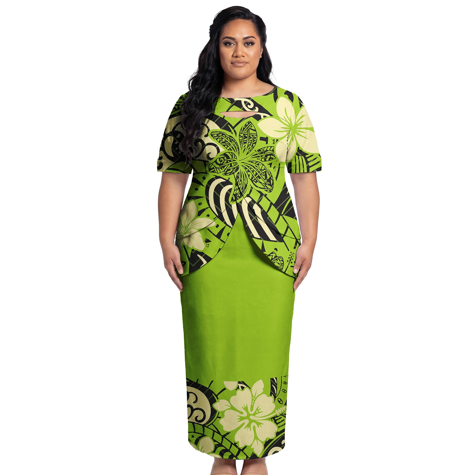 Plus Size Hawaiian Island Dress Latest Design Polynesian Custom Floral  Print Ladies Wear Cutout Neck Prom Samoan Puletasi Dress| Alibaba.com